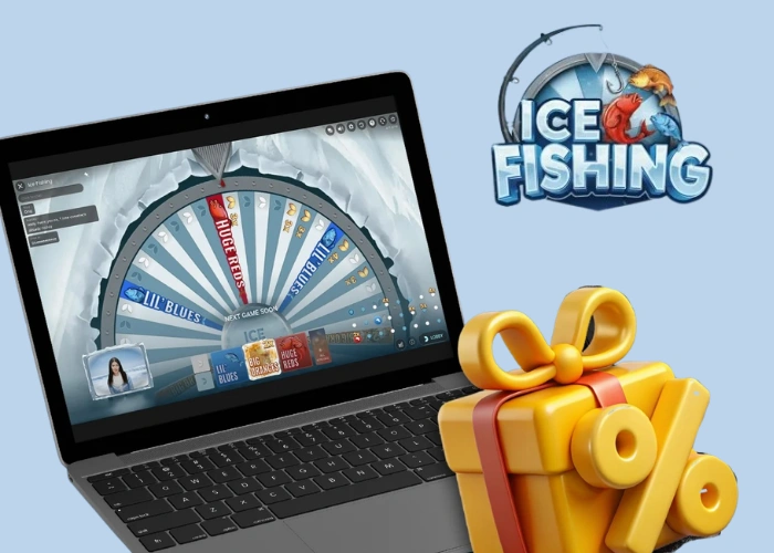 Ice Fishing bonus round with the Lil' Blues, Big Oranges and Huge Reds bet spots